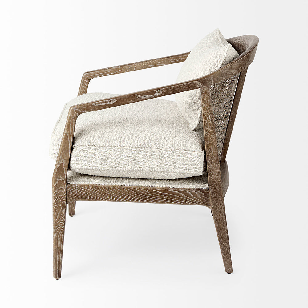 Mercana - Landon 25.6L x 29.1W x 30.5H Light Brown Wood W/ Cream Fabric Seat and Cane Back Accent Chair - 69354 view 3