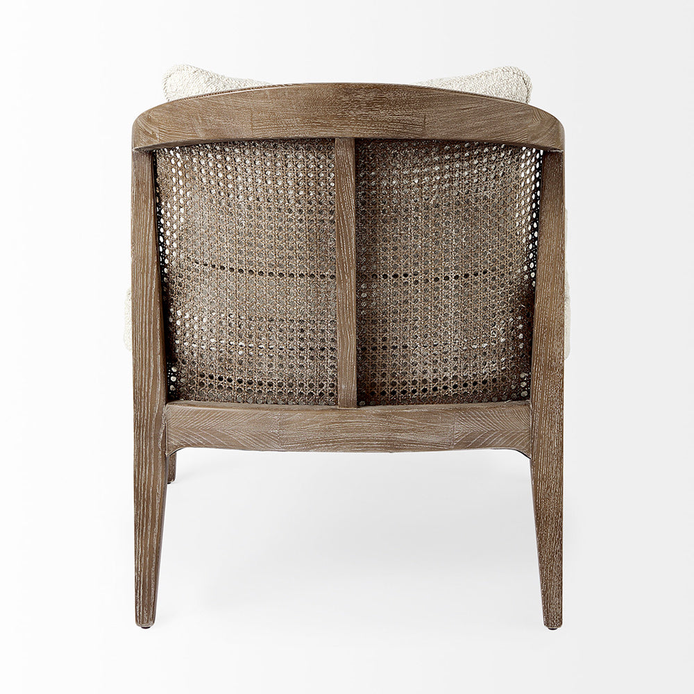 Mercana - Landon 25.6L x 29.1W x 30.5H Light Brown Wood W/ Cream Fabric Seat and Cane Back Accent Chair - 69354 view 4