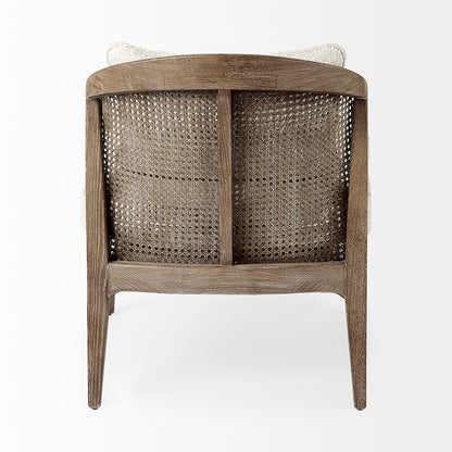 Mercana - Landon 25.6L x 29.1W x 30.5H Light Brown Wood W/ Cream Fabric Seat and Cane Back Accent Chair - 69354 view 4