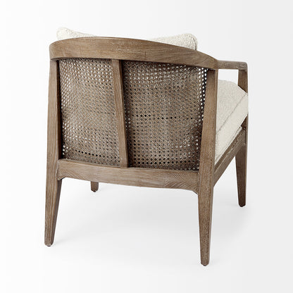Mercana - Landon 25.6L x 29.1W x 30.5H Light Brown Wood W/ Cream Fabric Seat and Cane Back Accent Chair - 69354 view 5