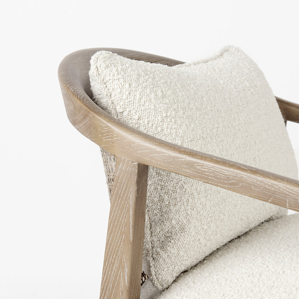 Mercana - Landon 25.6L x 29.1W x 30.5H Light Brown Wood W/ Cream Fabric Seat and Cane Back Accent Chair - 69354 view 6