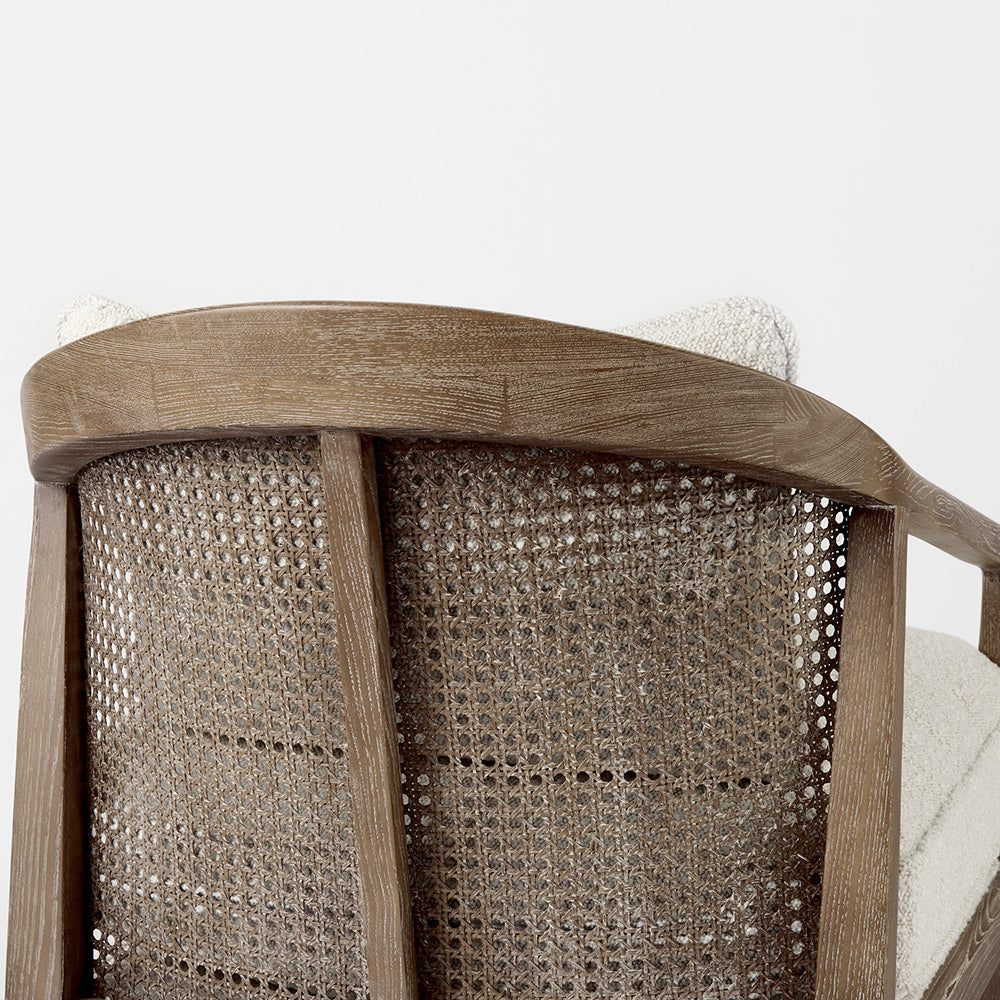 Mercana - Landon 25.6L x 29.1W x 30.5H Light Brown Wood W/ Cream Fabric Seat and Cane Back Accent Chair - 69354 view 8