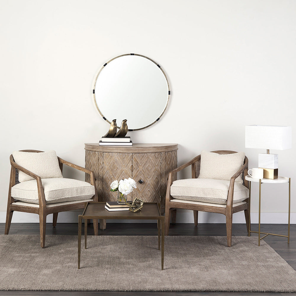 Mercana - Landon 25.6L x 29.1W x 30.5H Light Brown Wood W/ Cream Fabric Seat and Cane Back Accent Chair - 69354 view 12