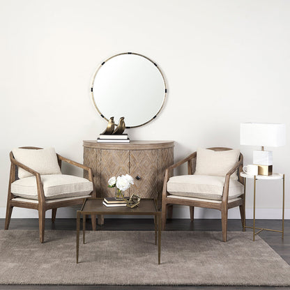 Mercana - Landon 25.6L x 29.1W x 30.5H Light Brown Wood W/ Cream Fabric Seat and Cane Back Accent Chair - 69354 view 12