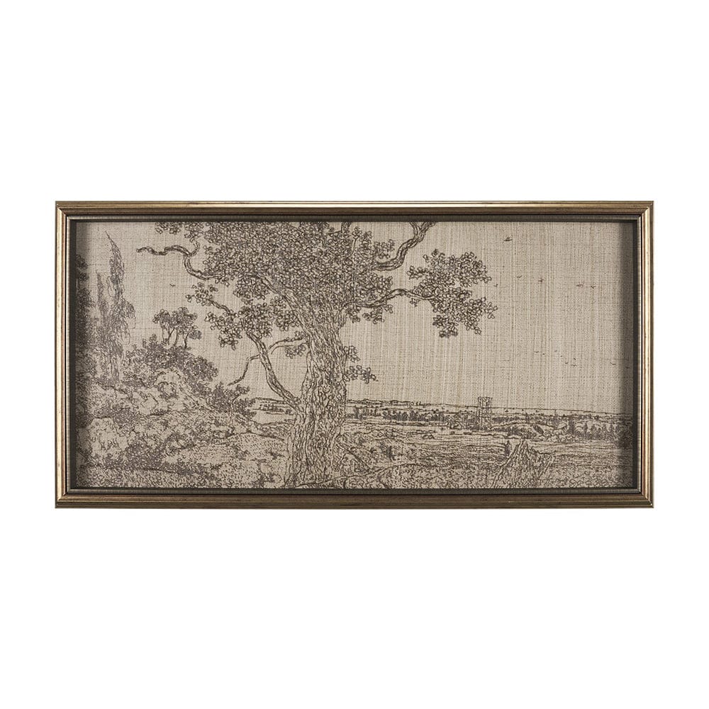 Mercana - Landscape with an Oak Tree by Hercules Segers a Hand Embellished Framed Decograph Art Print - 15819 view 1