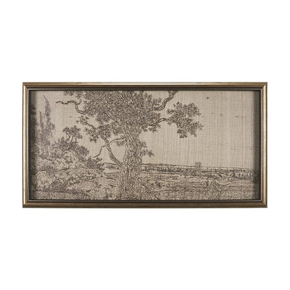 Mercana - Landscape with an Oak Tree by Hercules Segers a Hand Embellished Framed Decograph Art Print - 15819 view 1