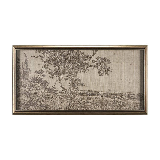 Mercana - Landscape with an Oak Tree by Hercules Segers a Hand Embellished Framed Decograph Art Print - 15819 view 1