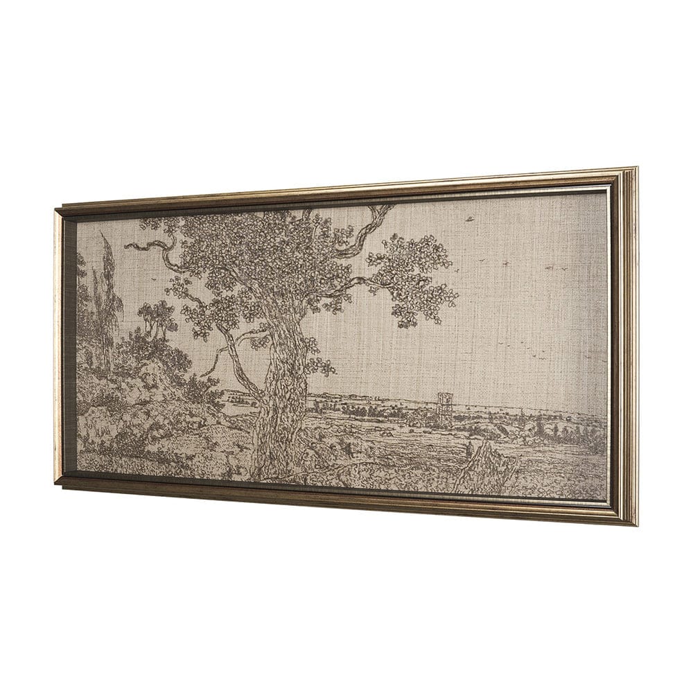 Mercana - Landscape with an Oak Tree by Hercules Segers a Hand Embellished Framed Decograph Art Print - 15819 view 2