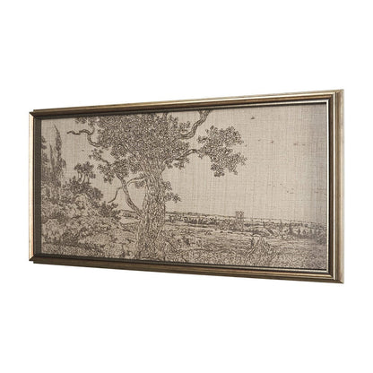 Mercana - Landscape with an Oak Tree by Hercules Segers a Hand Embellished Framed Decograph Art Print - 15819 view 2