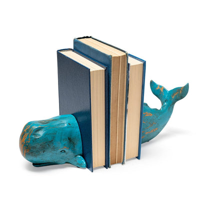 Mercana - Langdon 10L x 5W Blue Polyresin Whale Bookends (Set of 2) - 57366_CLOSEOUT view 1