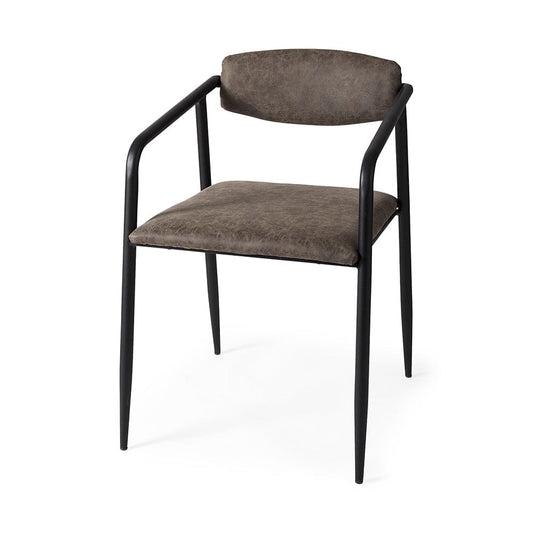 Mercana - Langston Brown Faux-Leather Seat Black Iron Frame Dining Chair (Set of 2) - 67617 view 1