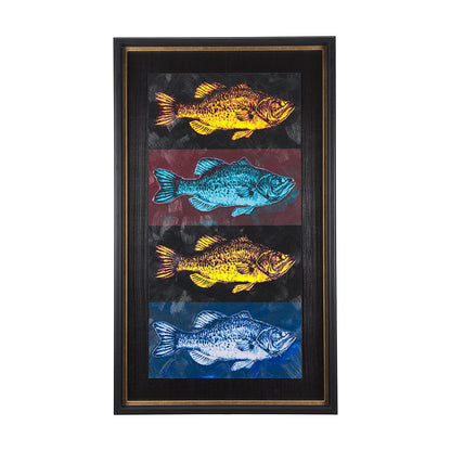 Mercana - Largemouth Bass Print 4 in 1 by Mercana Studio a Hand Embellished Textured Framed Art Print - 14440 view 1