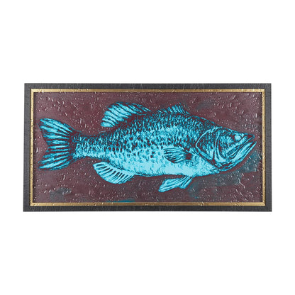 Mercana - Largemouth Bass Turquoise by Mercana Studio a Hand Embellished Textured Framed Art Print - 14442 view 1