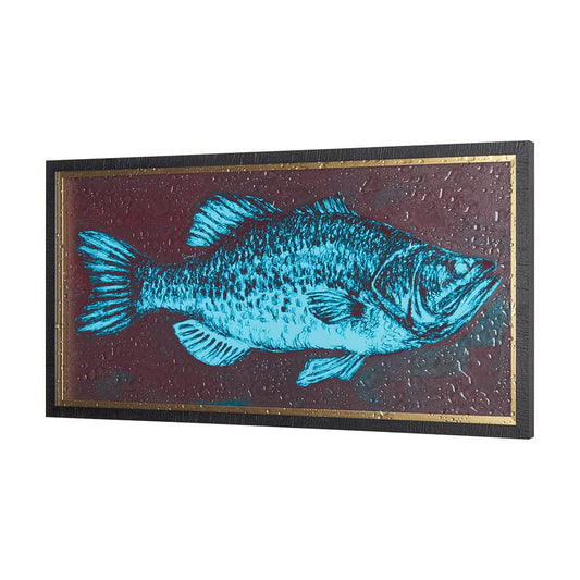 Mercana - Largemouth Bass Turquoise by Mercana Studio a Hand Embellished Textured Framed Art Print - 14442 view 2