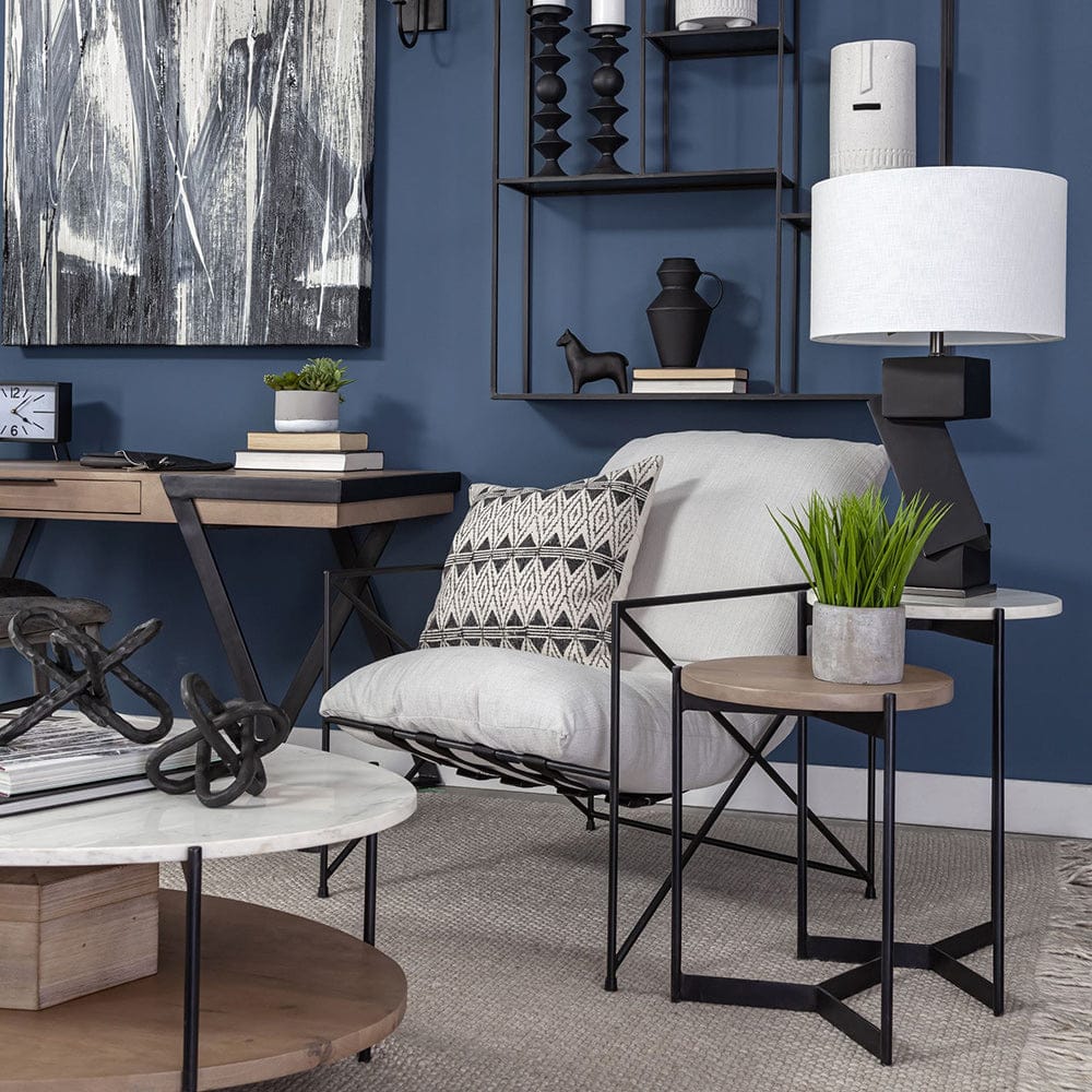 Mercana - Larkin II Marble and Medium Brown Wood Round Tabletop Nesting End/Side Tables - 68490 view 3