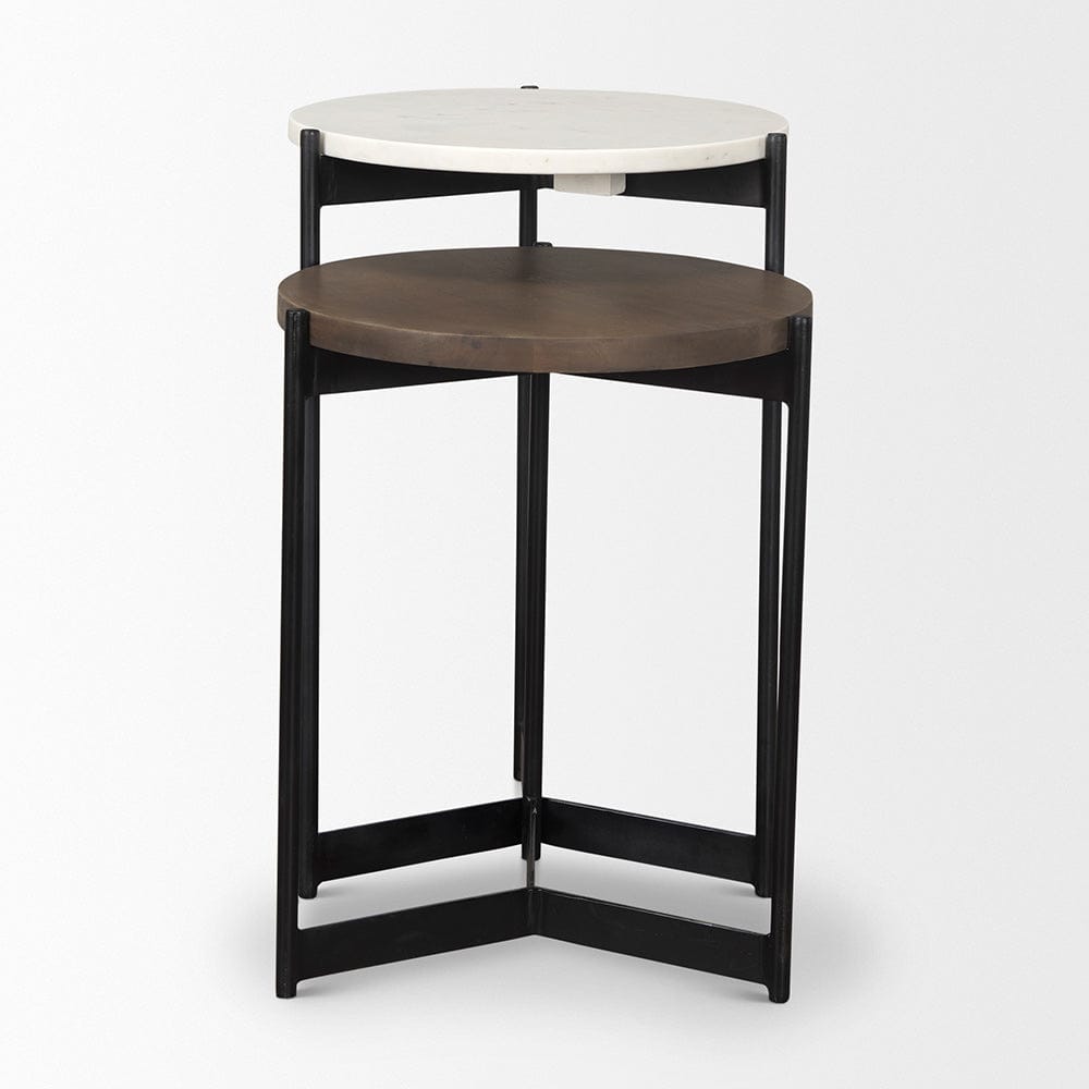 Mercana - Larkin Marble & Dark Brown Wood Tabletop Nesting End/Side Tables - 70170 view 2
