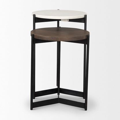 Mercana - Larkin Marble & Dark Brown Wood Tabletop Nesting End/Side Tables - 70170 view 2
