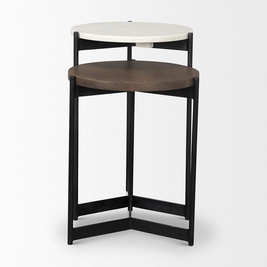 Mercana - Larkin Marble & Dark Brown Wood Tabletop Nesting End/Side Tables - 70170 view 2