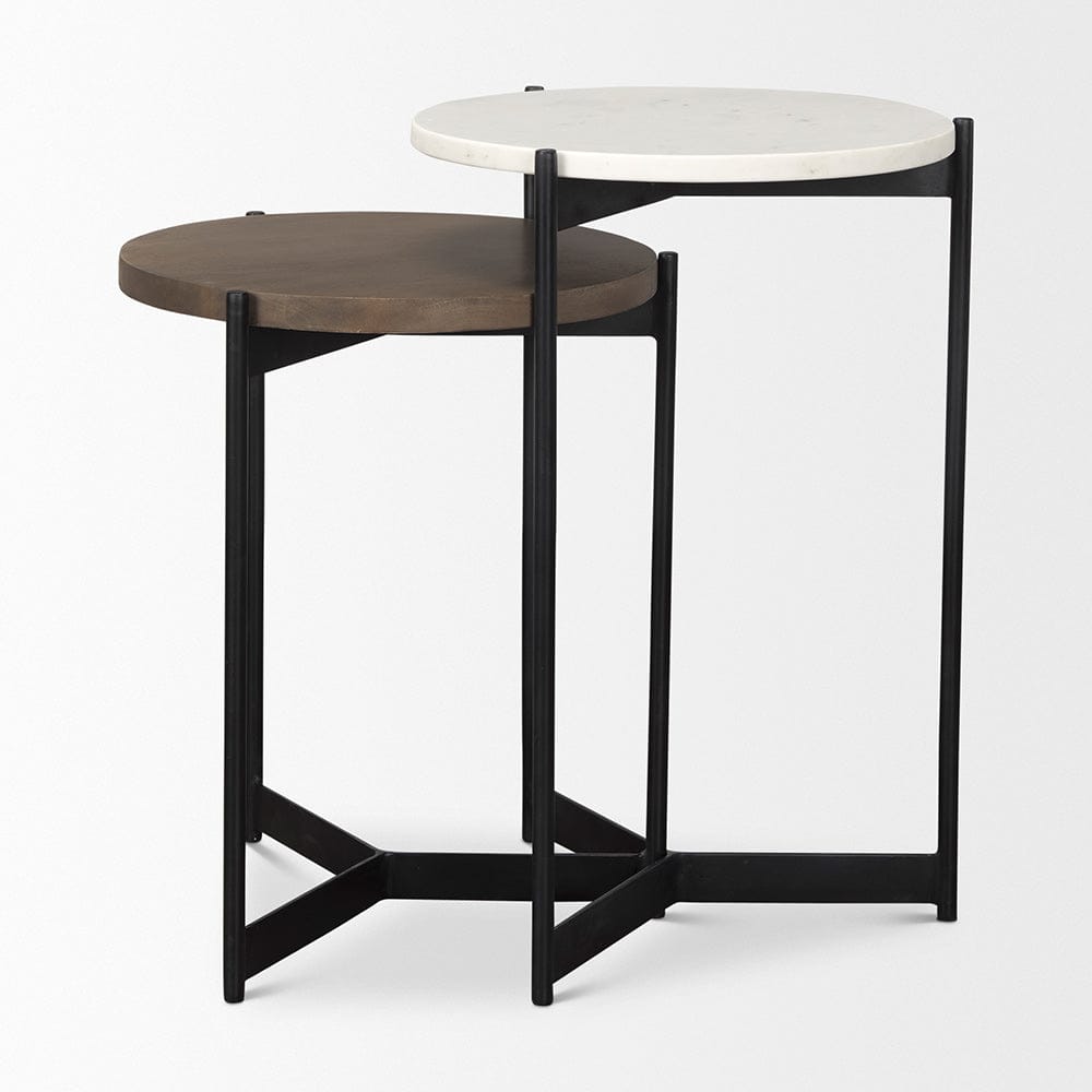 Mercana - Larkin Marble & Dark Brown Wood Tabletop Nesting End/Side Tables - 70170 view 3