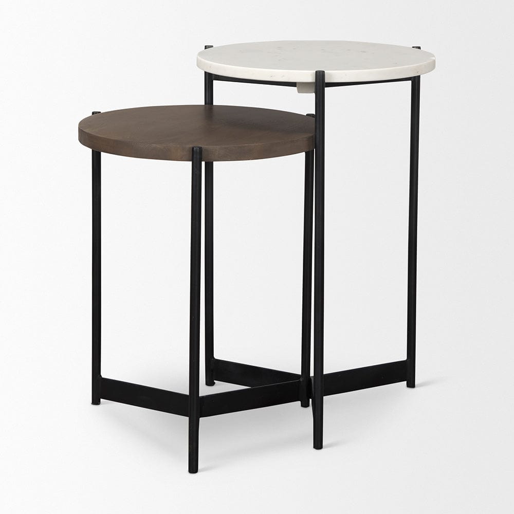 Mercana - Larkin Marble & Dark Brown Wood Tabletop Nesting End/Side Tables - 70170 view 4