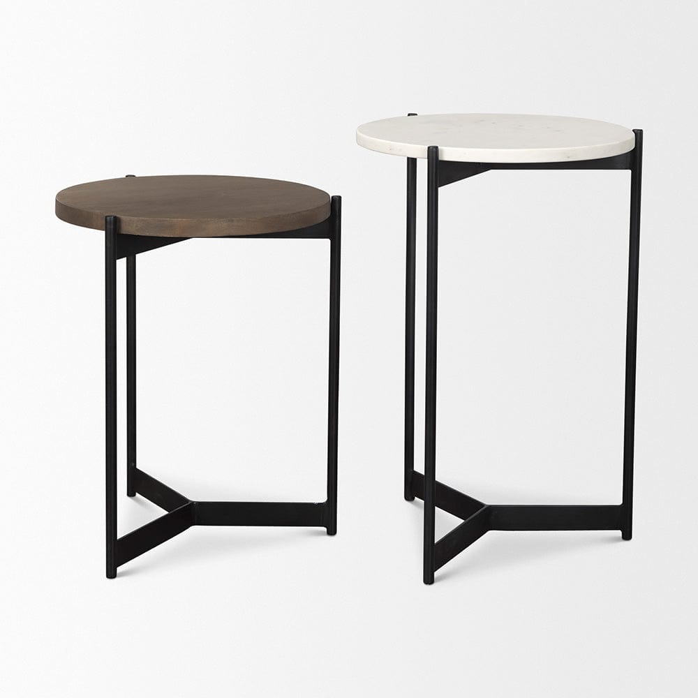 Mercana - Larkin Marble & Dark Brown Wood Tabletop Nesting End/Side Tables - 70170 view 5