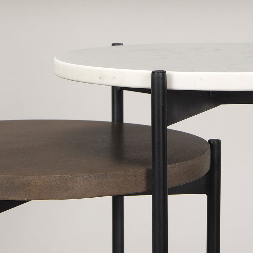 Mercana - Larkin Marble & Dark Brown Wood Tabletop Nesting End/Side Tables - 70170 view 6