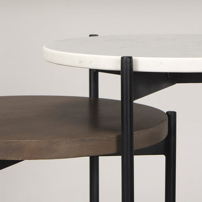 Mercana - Larkin Marble & Dark Brown Wood Tabletop Nesting End/Side Tables - 70170 view 6