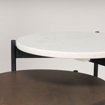 Mercana - Larkin Marble & Dark Brown Wood Tabletop Nesting End/Side Tables - 70170 view 7