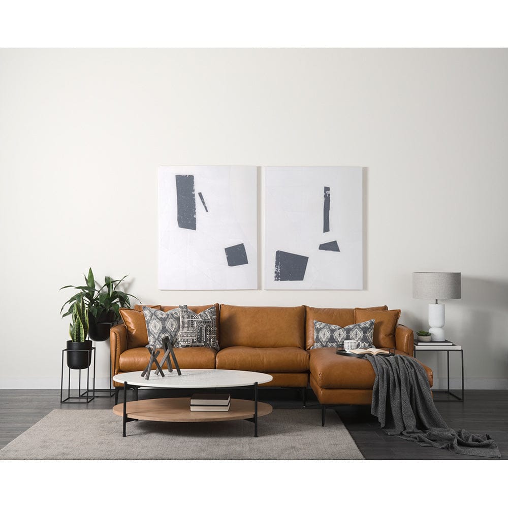 Mercana - Larkin Marble Top w/ Brown Wood Shelf Round Coffee Table - 69924-AB view 7