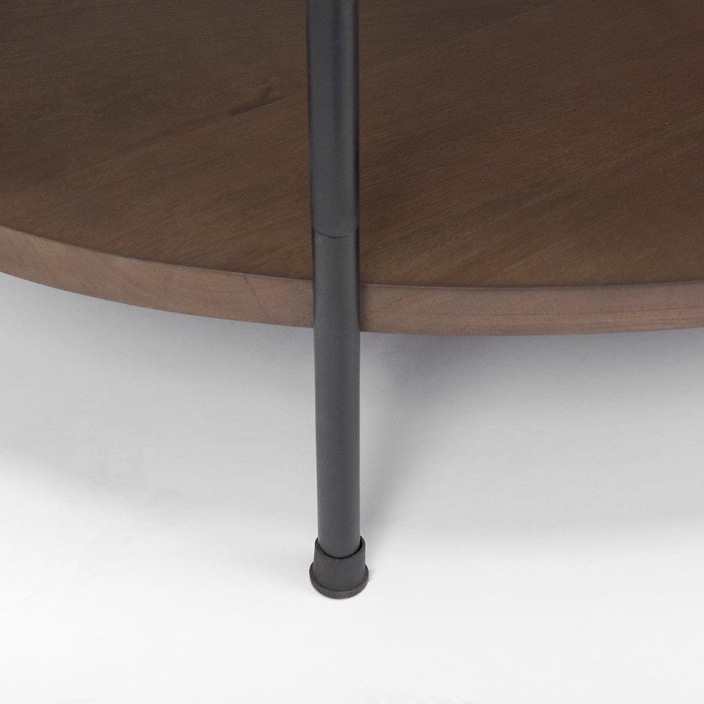 Mercana - Larkin White Marble Top w/ Dark Brown Wood Shelf Oval Coffee Table - 69978-AB view 6