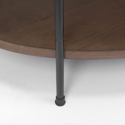 Mercana - Larkin White Marble Top w/ Dark Brown Wood Shelf Oval Coffee Table - 69978-AB view 6