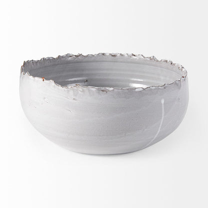Mercana - Larsen 13L x 13W White Ceramic Large Decorative Bowl - 68909 view 6