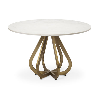 Mercana - Laurent 48" Marble Top Gold Metal Base Dining Table - 68238-AB view 1