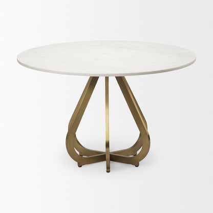 Mercana - Laurent 48" Marble Top Gold Metal Base Dining Table - 68238-AB view 4