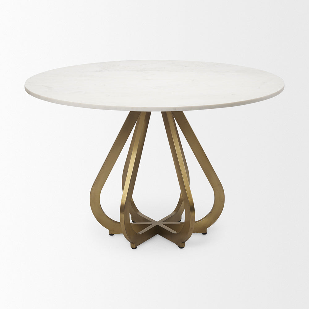 Mercana - Laurent 48" Marble Top Gold Metal Base Dining Table - 68238-AB view 5