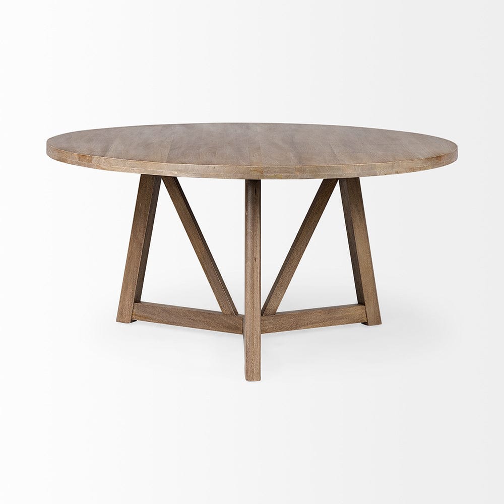 Mercana - Legolas I 60" Round Brown Solid Wood Top & Base Dining Table - 68463 view 2