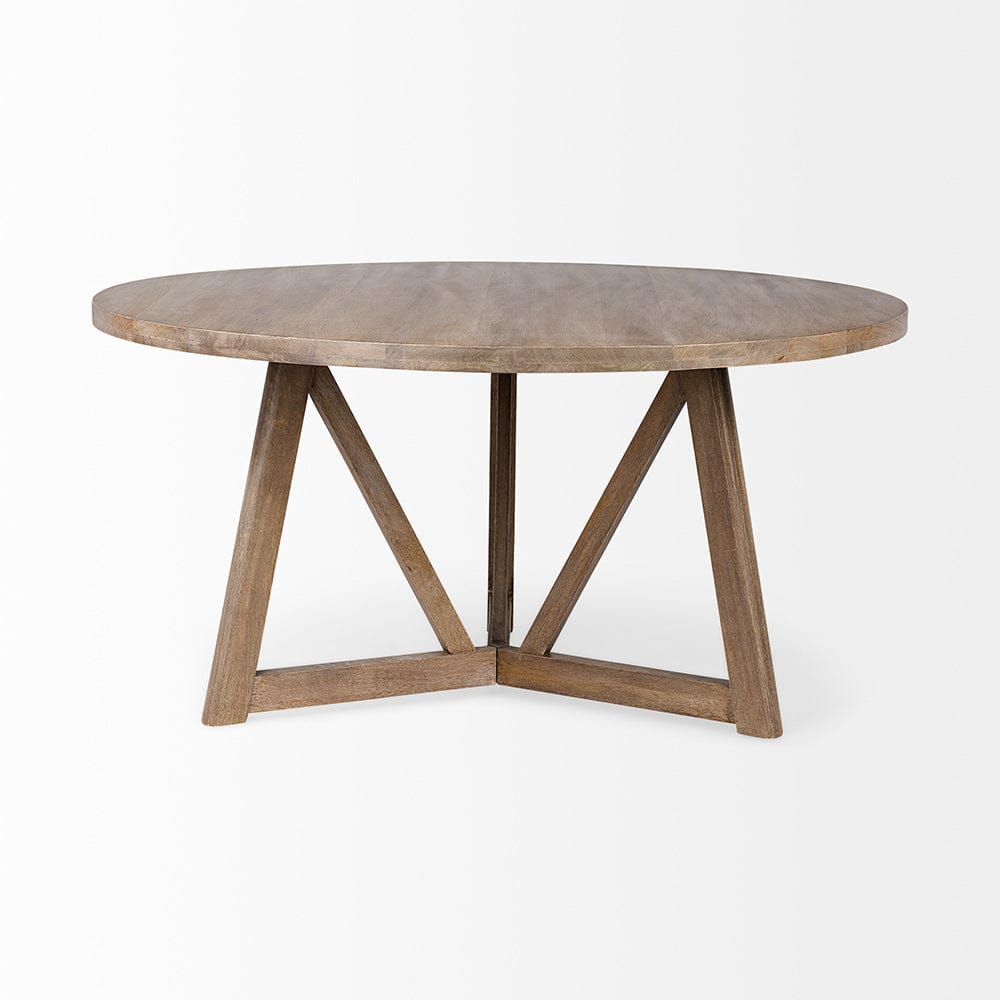 Mercana - Legolas I 60" Round Brown Solid Wood Top & Base Dining Table - 68463 view 3