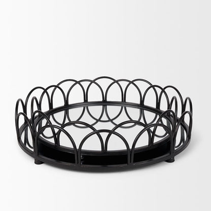 Mercana - Lenore Round Metal/Mirror Tray Black (Set of 2) - 70550 view 3