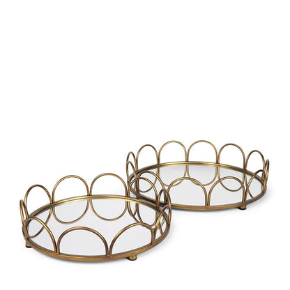 Mercana - Lenore Round Metal/Mirror Tray Gold (Set of 2) - 70549 view 1
