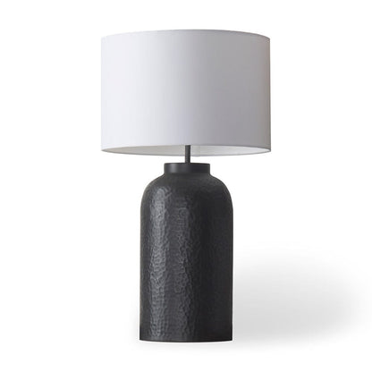 Mercana - Leo 18.0L x 18.0W x 31.0H Black Hammered W/White Fabric Shade Table Lamp - 70056 view 1