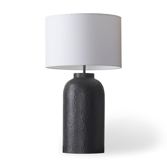 Mercana - Leo 18.0L x 18.0W x 31.0H Black Hammered W/White Fabric Shade Table Lamp - 70056 view 1
