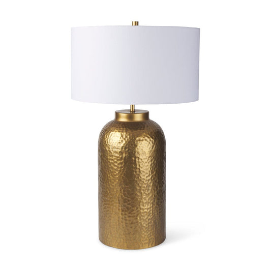 Mercana - Leo 18.0L x 18.0W x 31.0H Gold Hammered W/White Fabric Shade Table Lamp - 70055 view 1