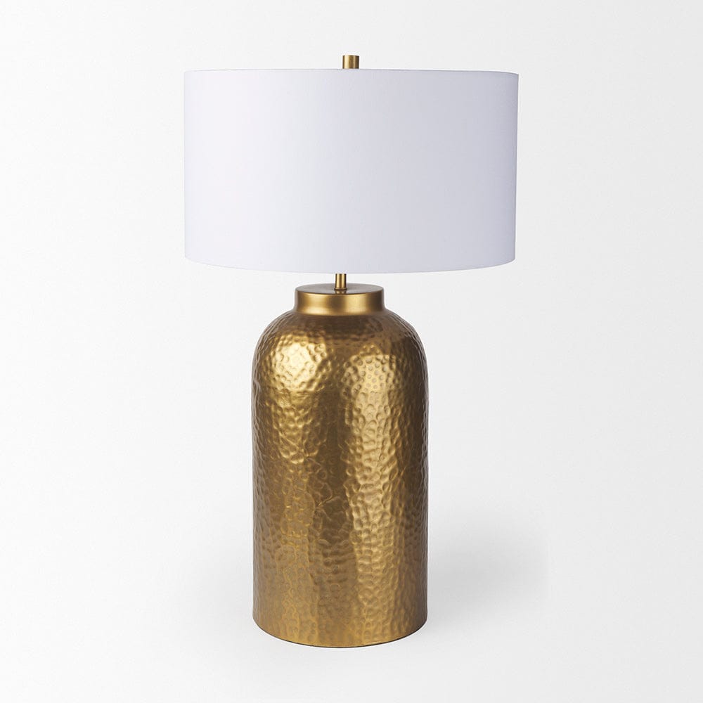 Mercana - Leo 18.0L x 18.0W x 31.0H Gold Hammered W/White Fabric Shade Table Lamp - 70055 view 2