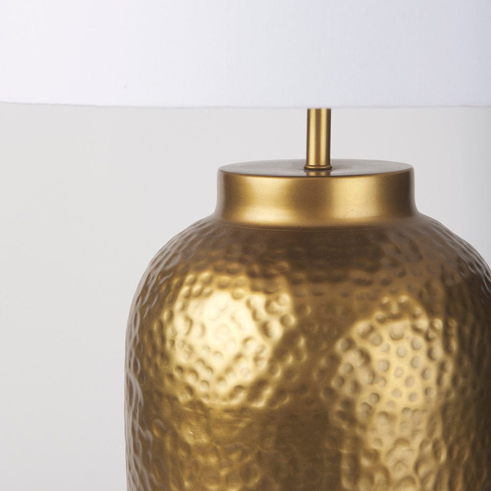Mercana - Leo 18.0L x 18.0W x 31.0H Gold Hammered W/White Fabric Shade Table Lamp - 70055 view 4