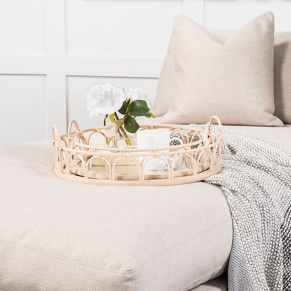 Mercana - Leona Natural Wicker Woven Mirrored Base Nesting Trays (Set of 2) - 68994 view 9