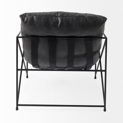 Mercana - Leonidas 28.5L x 29.5W x 34.0H Black Faux Leather Seat W/ Black Metal Frame Accent Chair - 69461_CLOSEOUT view 4