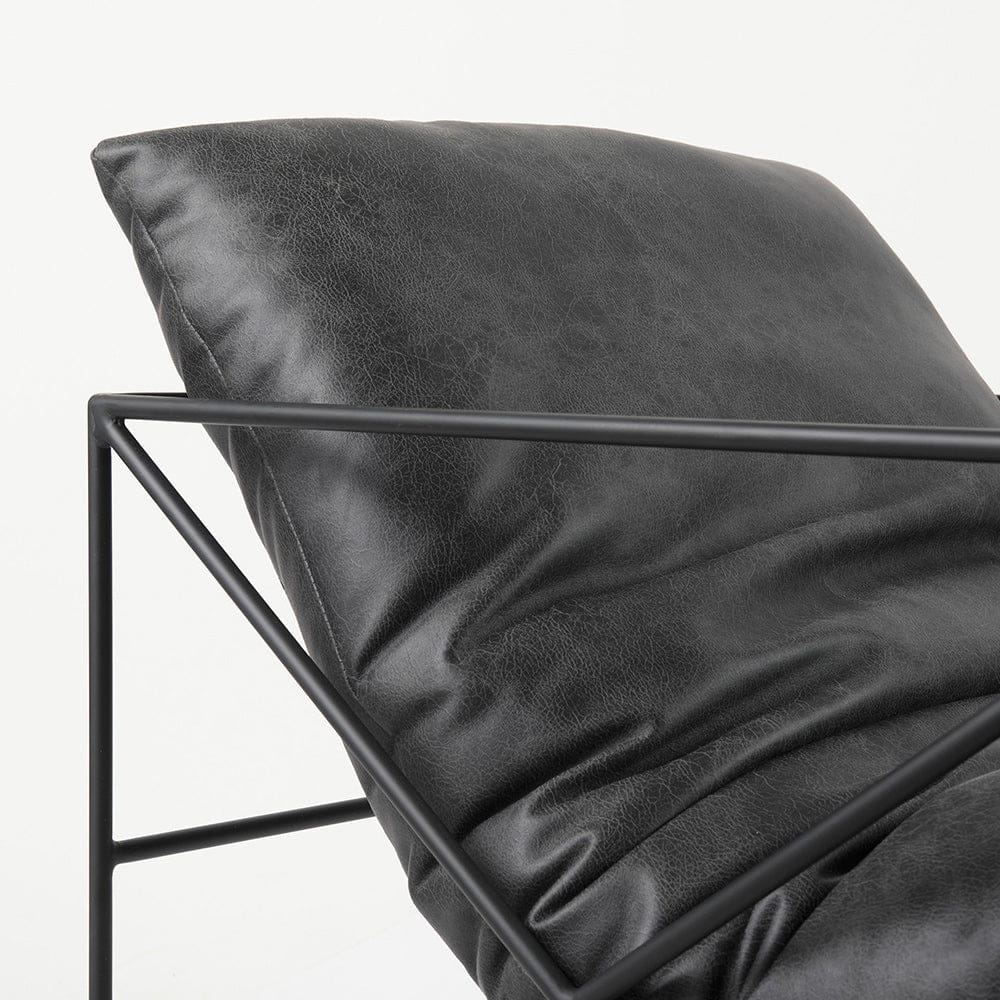 Mercana - Leonidas 28.5L x 29.5W x 34.0H Black Faux Leather Seat W/ Black Metal Frame Accent Chair - 69461_CLOSEOUT view 6