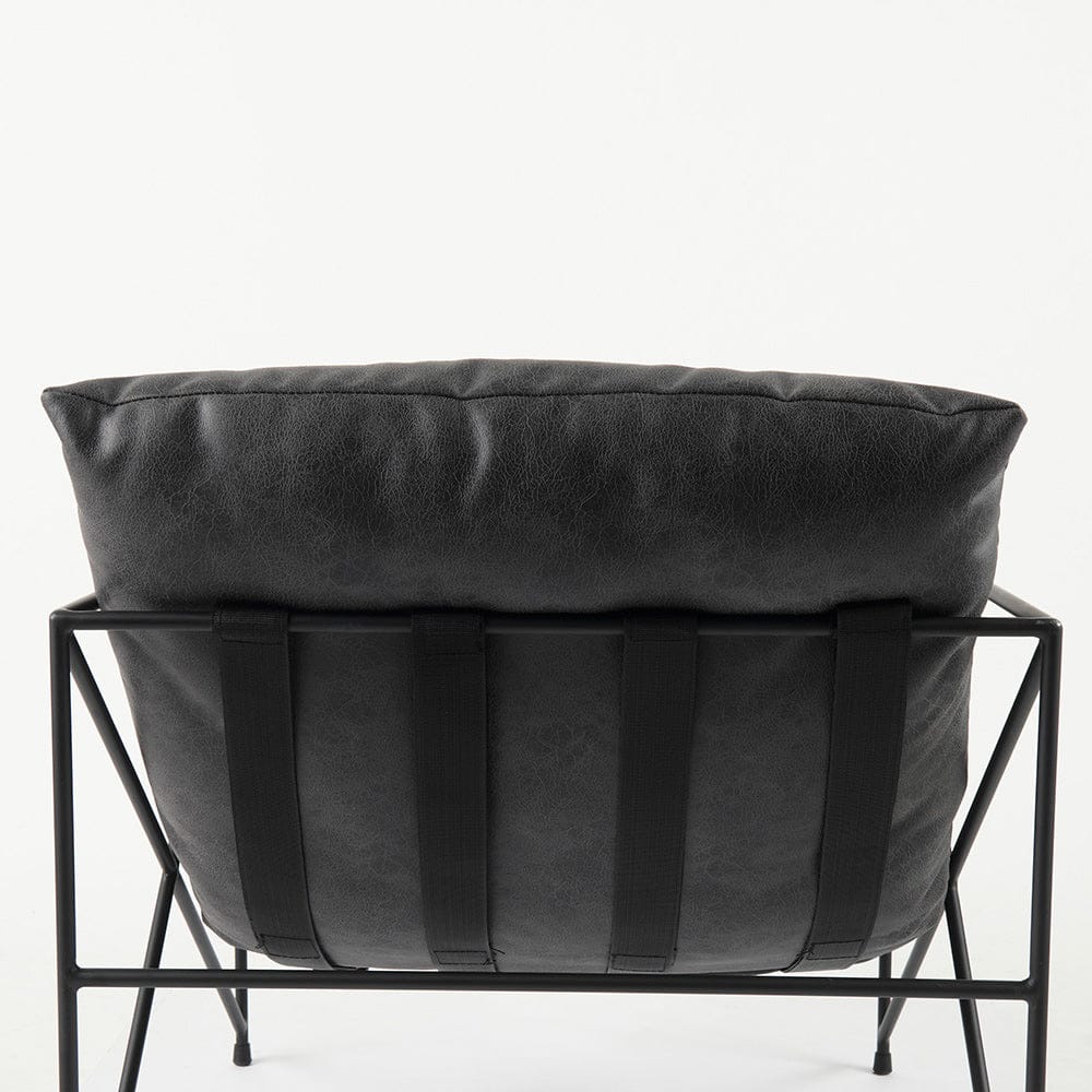Mercana - Leonidas 28.5L x 29.5W x 34.0H Black Faux Leather Seat W/ Black Metal Frame Accent Chair - 69461_CLOSEOUT view 9