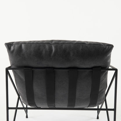 Mercana - Leonidas 28.5L x 29.5W x 34.0H Black Faux Leather Seat W/ Black Metal Frame Accent Chair - 69461_CLOSEOUT view 9