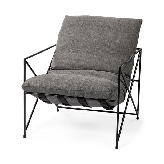 Mercana - Leonidas 28.5L x 29.5W x 34.0H Grey Fabric Wrap Black Metal Frame Accent Chair - 69137_CLOSEOUT view 1